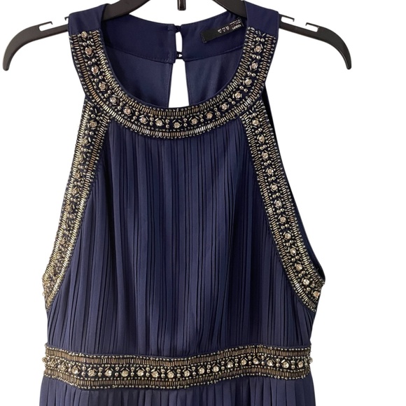 Dress 6 Maxi Blue Chiffon Rhinestone Beaded TFNC/Asos Cocktail/Party/Wedding - Picture 2 of 8